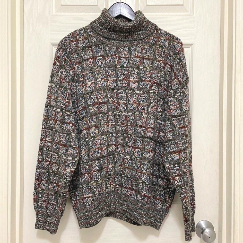Missoni Sport Knit Turtleneck Sweater Wool Alpaca Blend Multicolor‎ Italy Made L
